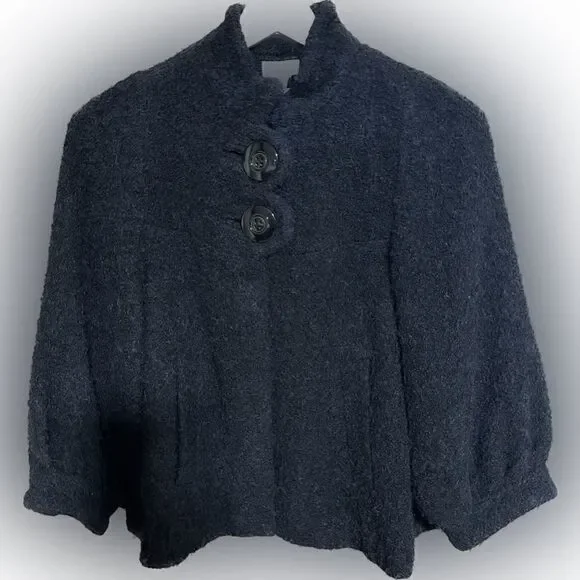Elevenses Black Boucle Wool Mohair Stand Alone Jacket S 6 Anthropologie Chic - Picture 2 of 6